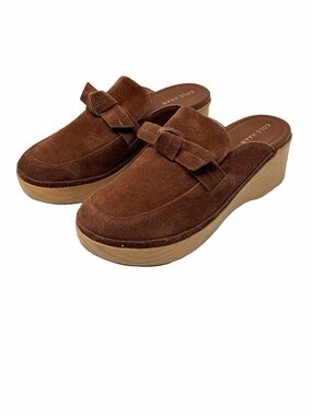 Cole Haan All Day Bow Clog Size 10.5 Sequoia Brown Suede Anthropologie Neutral